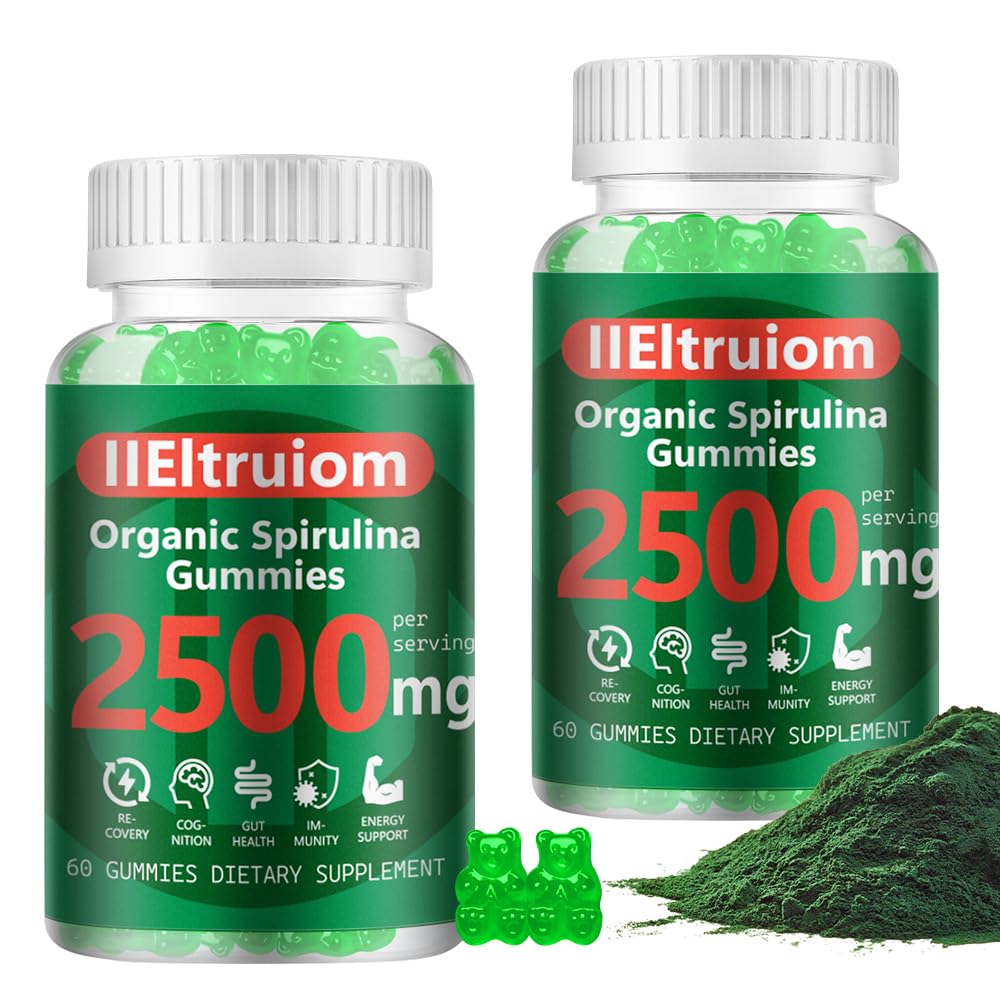 IIEltruiom gomitas de spirulina: empaque caja, para energía diaria y consumo fácil.