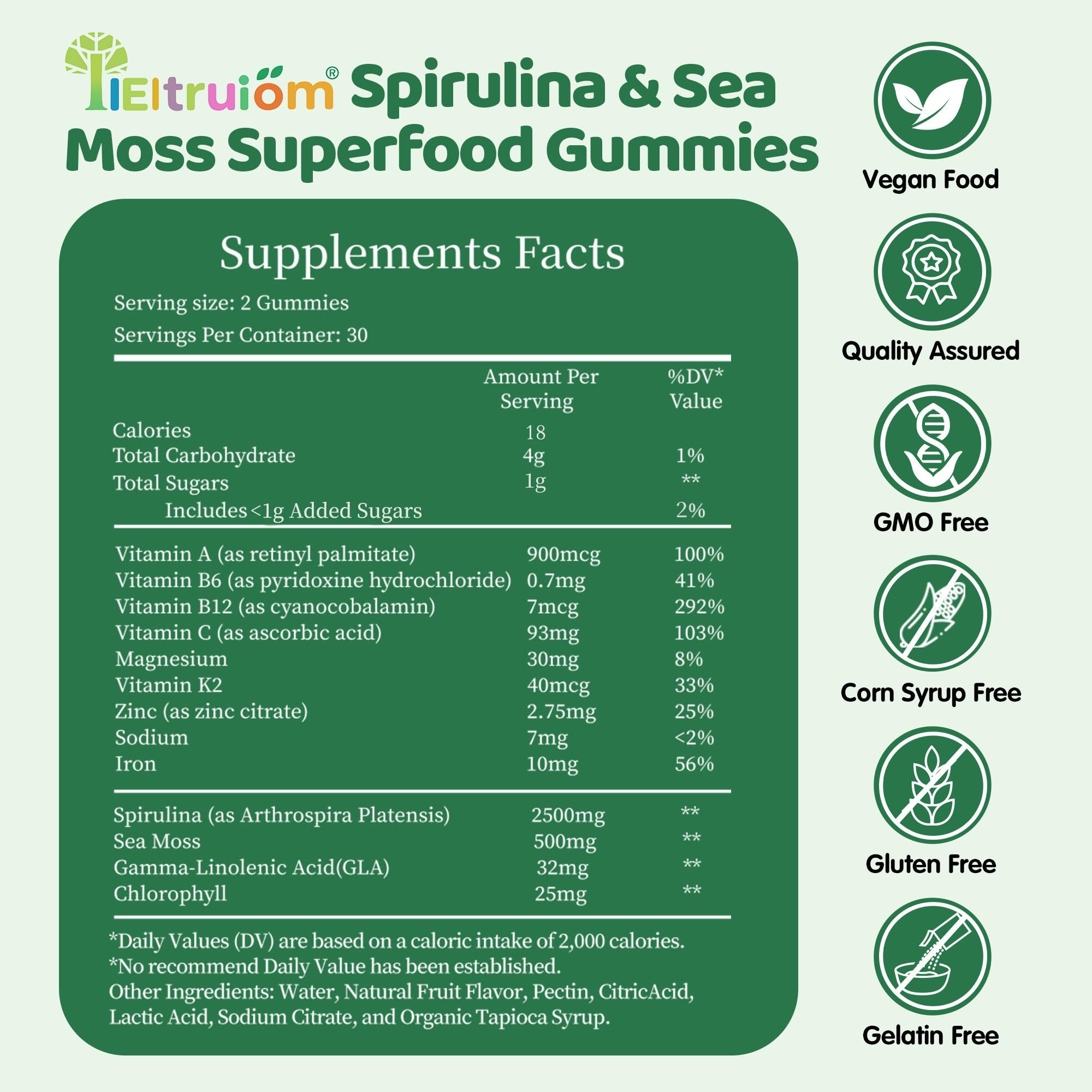 IIEltruiom gomitas de spirulina: textura gomosa, snack saludable y sabroso.