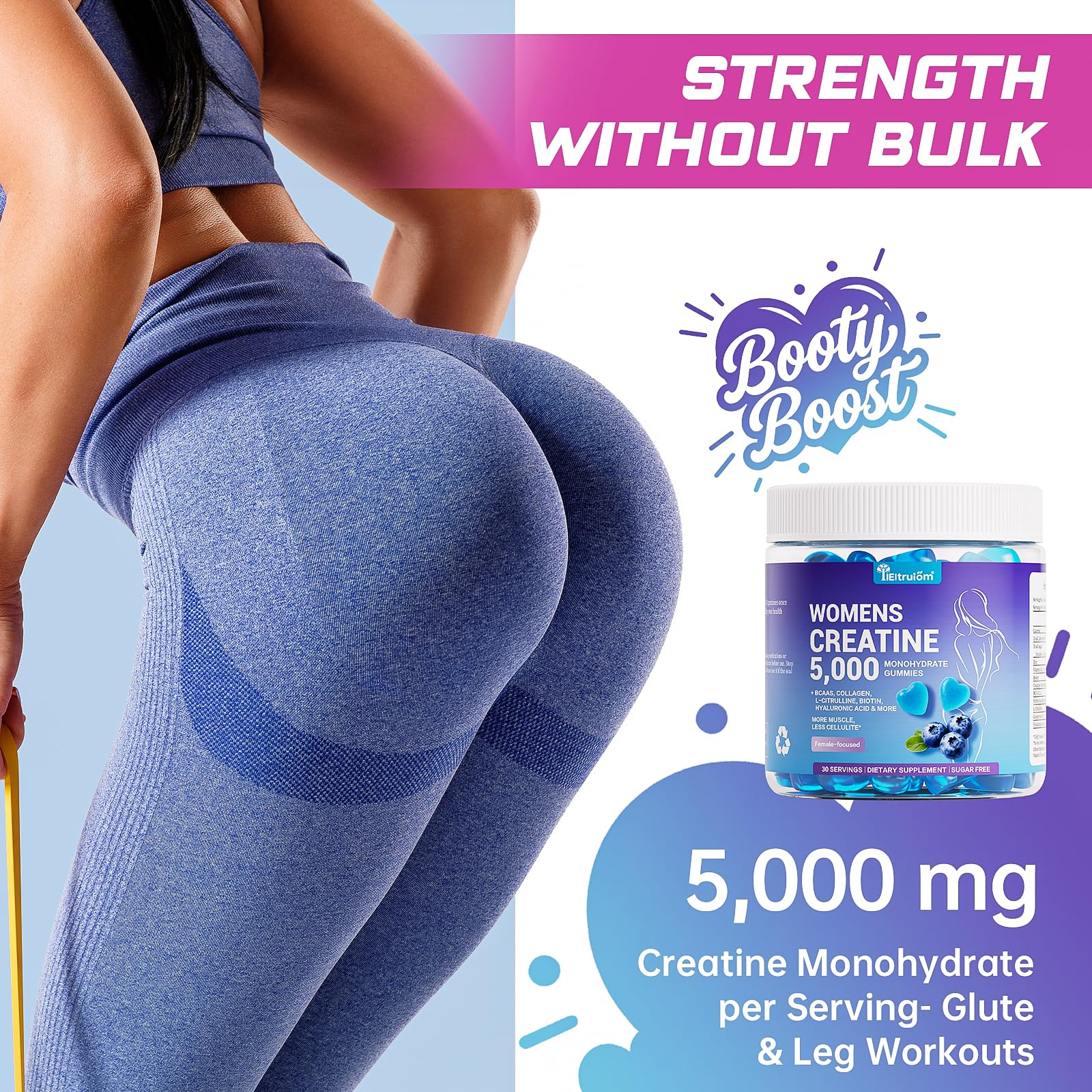Etiqueta de nutrientes de gominolas IIEltruiom, sabor arándano, complemento para entrenamientos