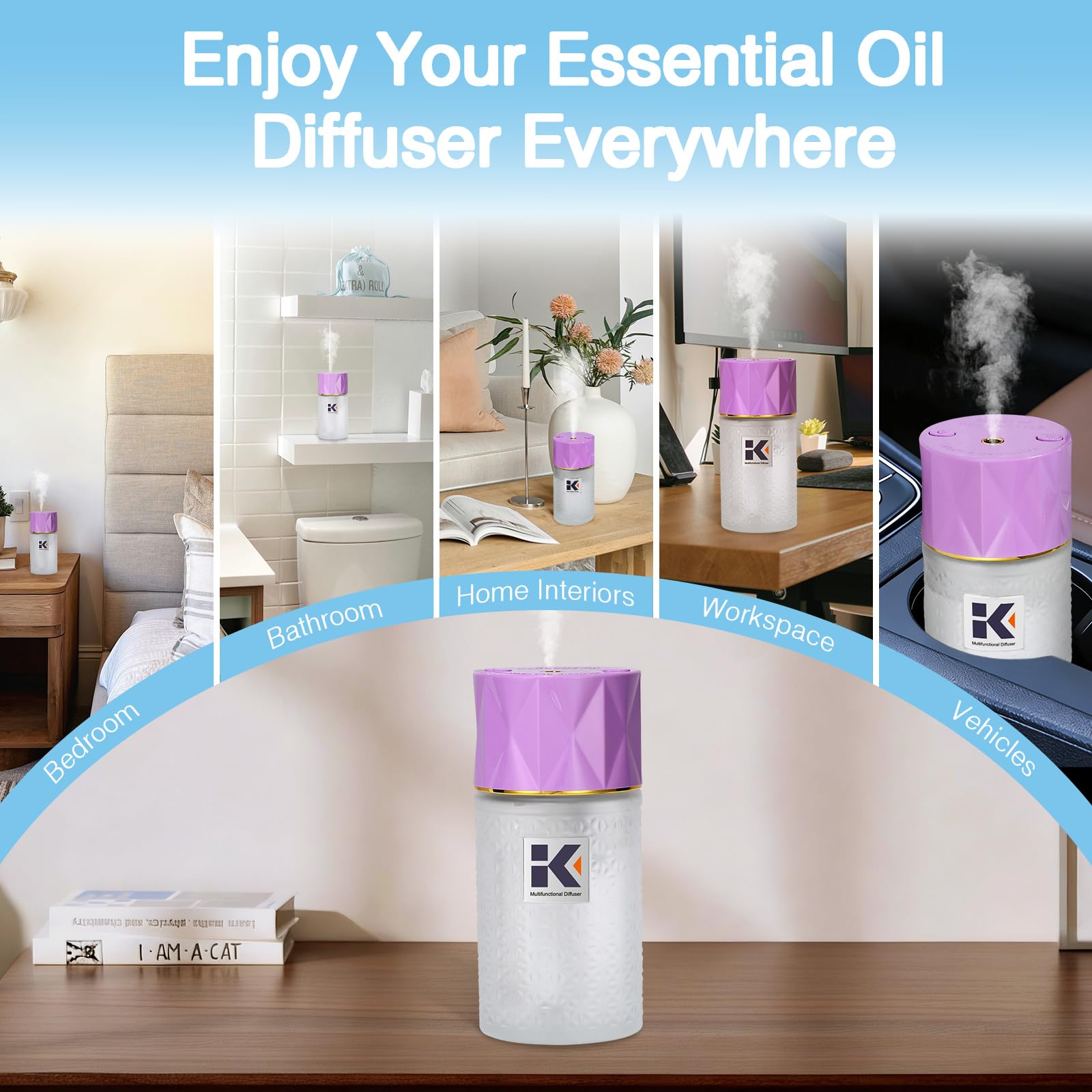Difusor Ikeda con aceite de lavanda incluido para aromaterapia.