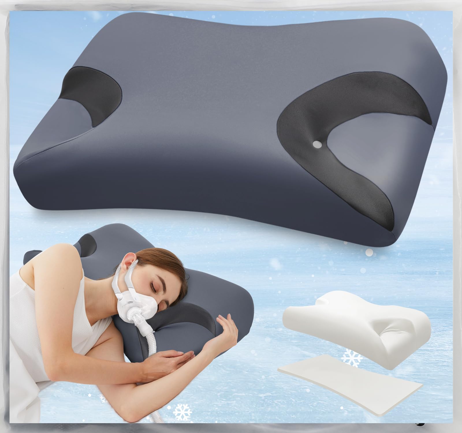 IKSTAR almohada CPAP con ajuste lateral y dorsal para menor presión de máscara