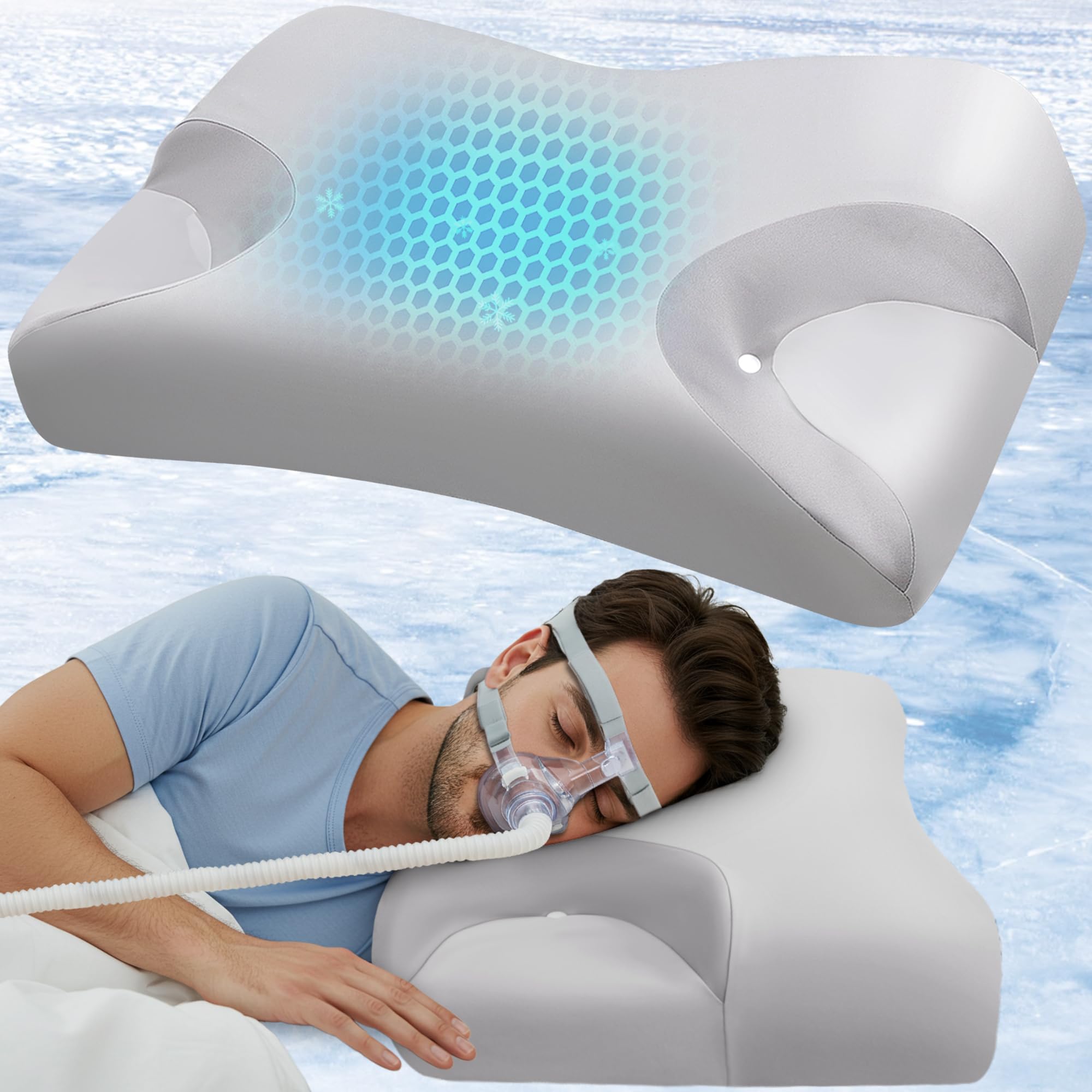 IKSTAR Almohada CPAP para dormir de lado: superficie suave cuida cabello y piel