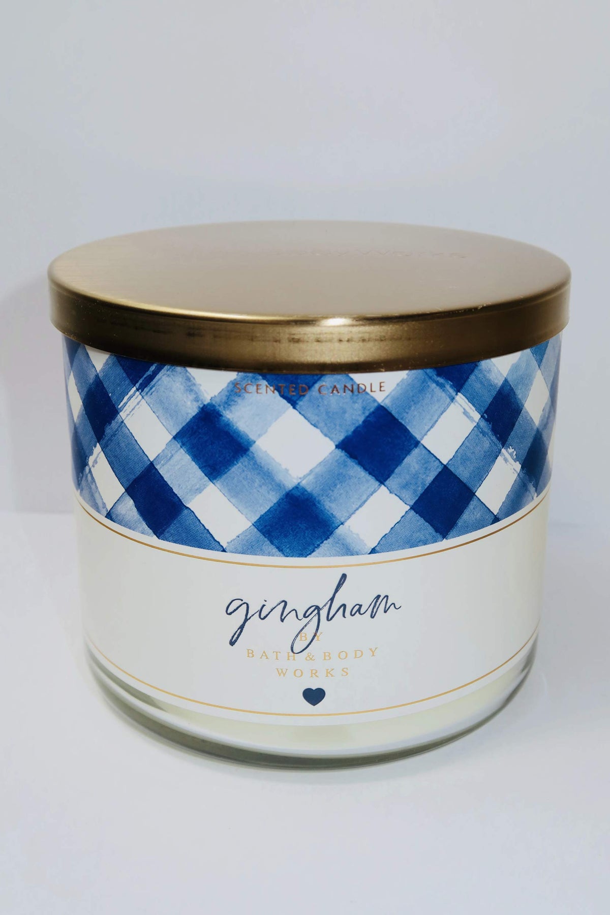 Bath & Body Works Vela Gingham de 3 mechas, 14,5 onzas – Duración estimada de 25 a 45 horas