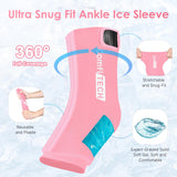 Comfiitech Ankle Ice Pack with Large Opening, Reusable Gel Pad for Foot and Heel, Extra Large, Pink