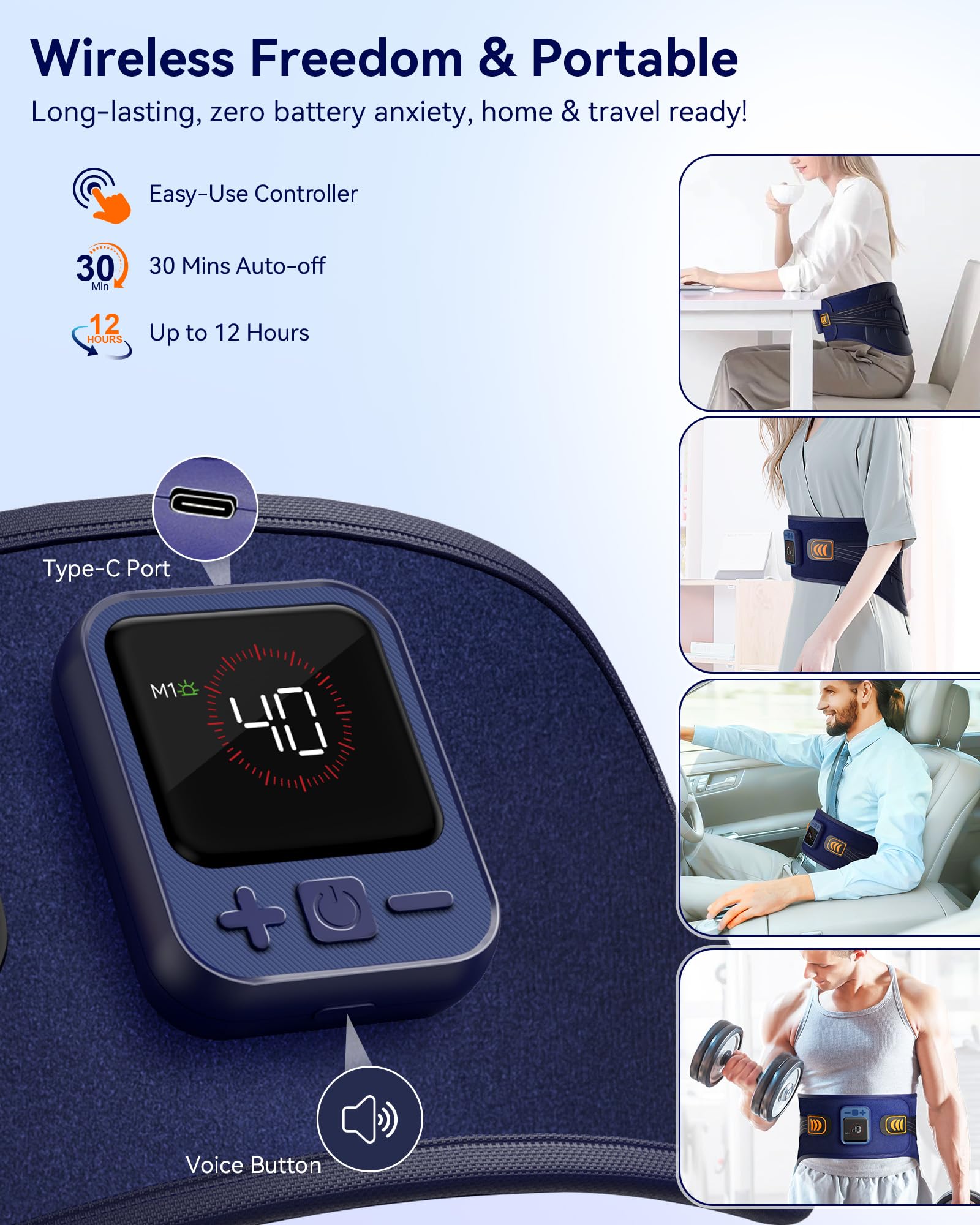 Conlwin 6 modos de vibración para relajar la espalda.