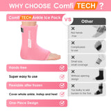 Comfiitech Ankle Ice Pack with Large Opening, Reusable Gel Pad for Foot and Heel, Extra Large, Pink