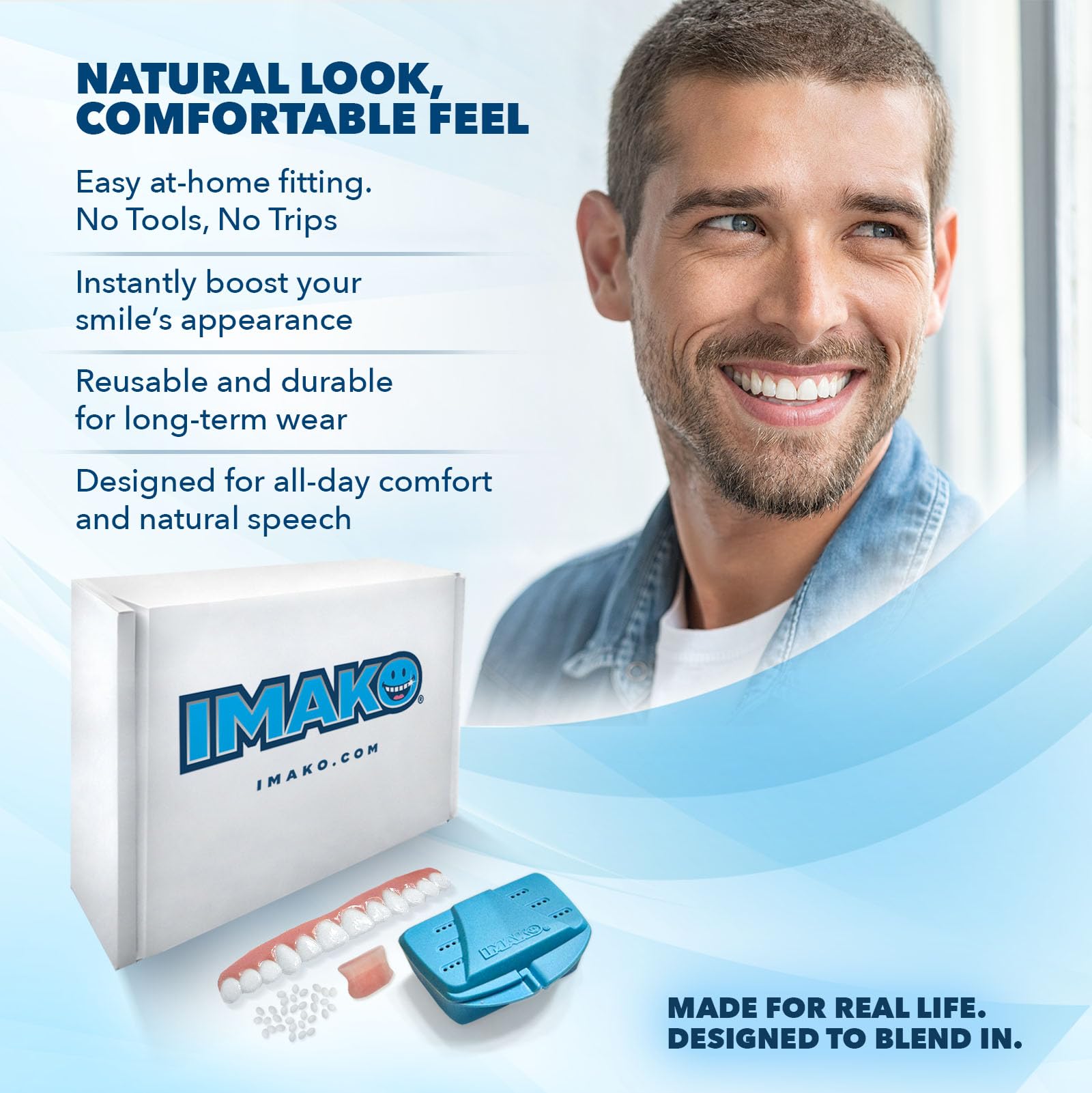 Imako Premium Cosmetic Uppers cobertura frontal para ocultar dientes ausentes temporalmente
