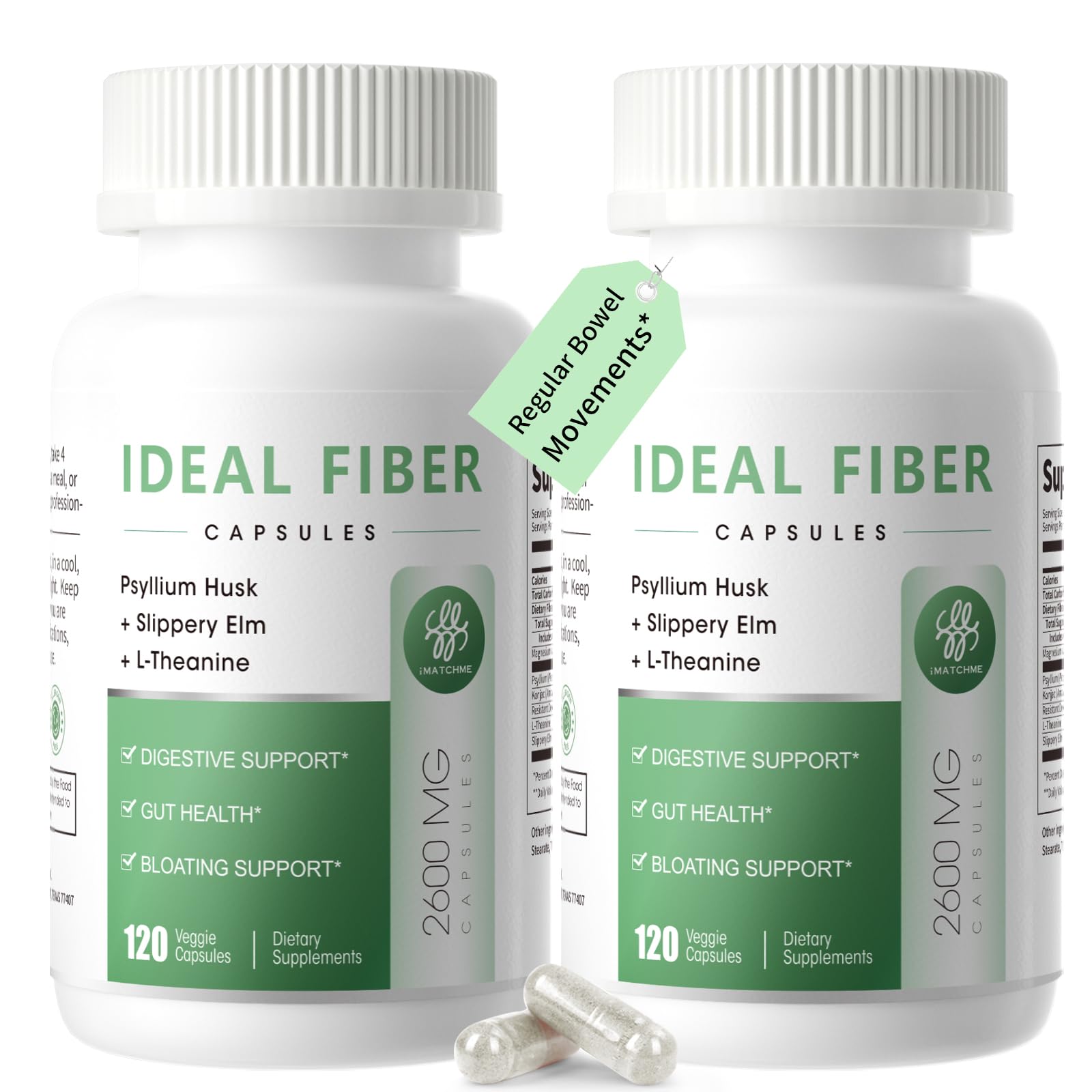 iMATCHME cápsulas de fibra con psyllium para digestión suave y regular