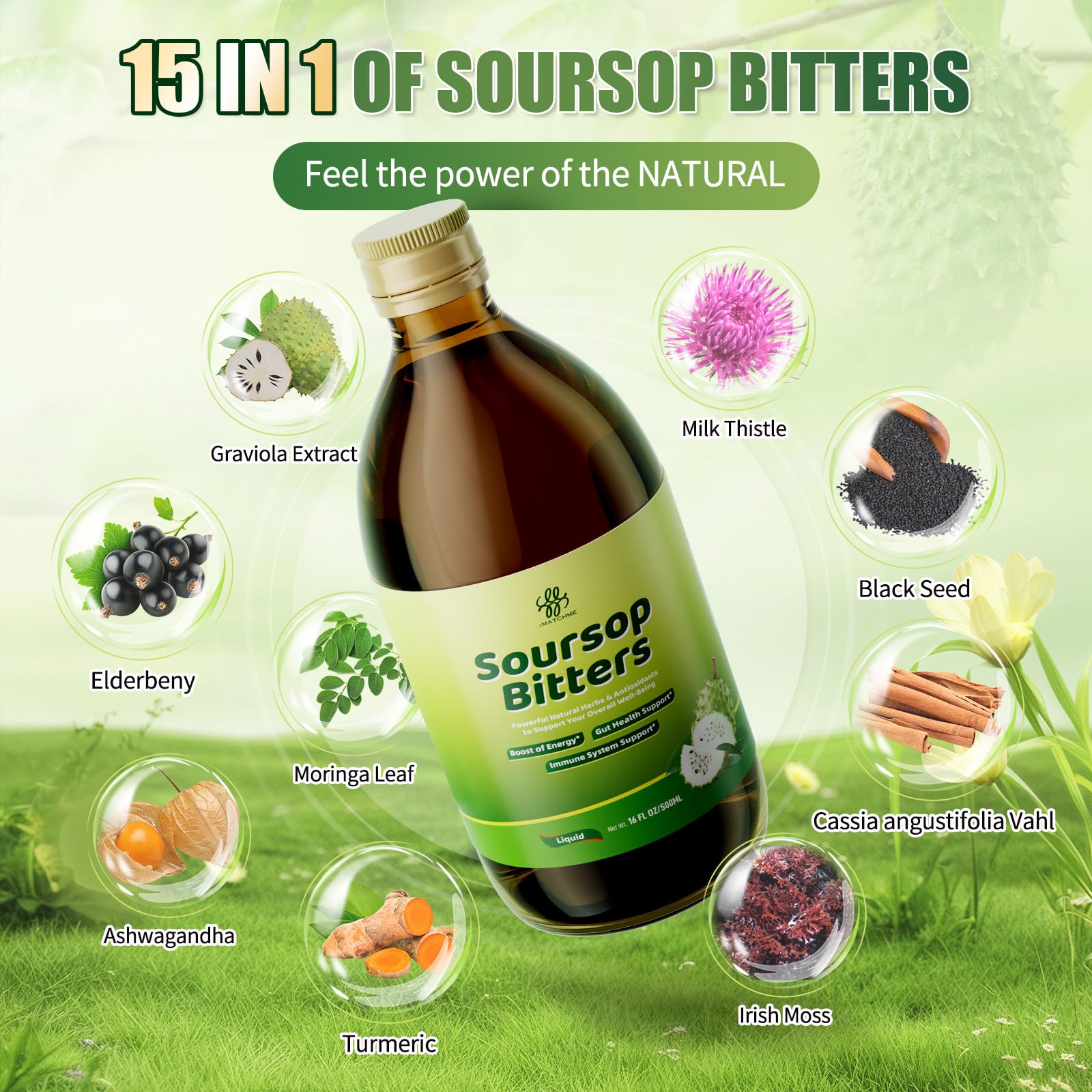 iMATCHME Soursop Bitters: mezcla de 15 hierbas lista para usar.