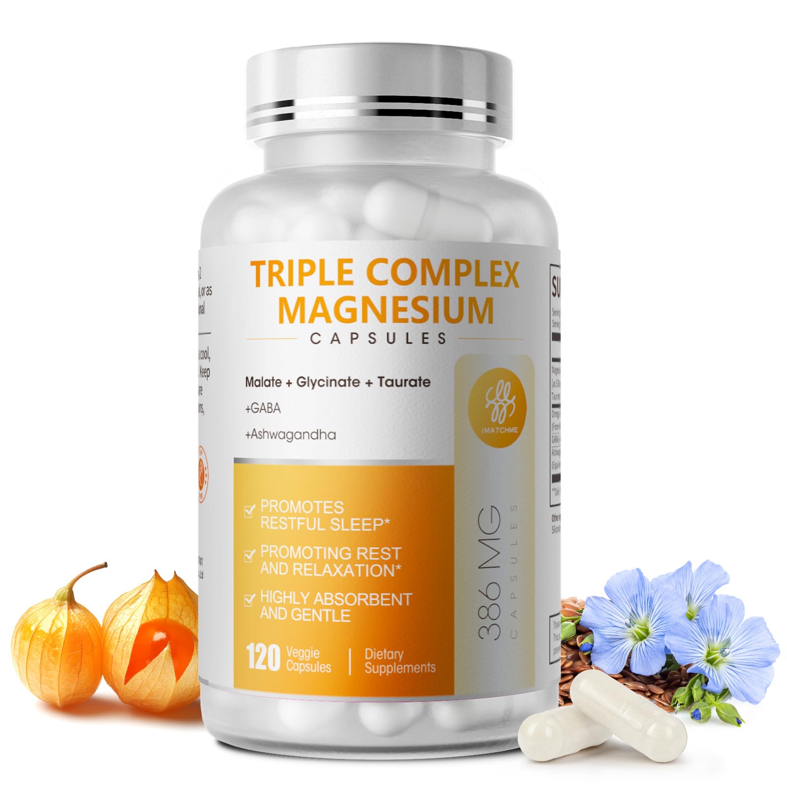 iMATCHME Triple Magnesium Complex en botella, fácil de almacenar para uso diario.