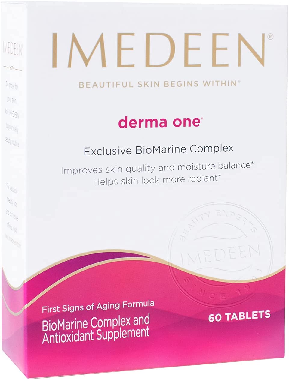 Imedeen Derma One, bote con tabletas, ayuda a hidratar la piel.