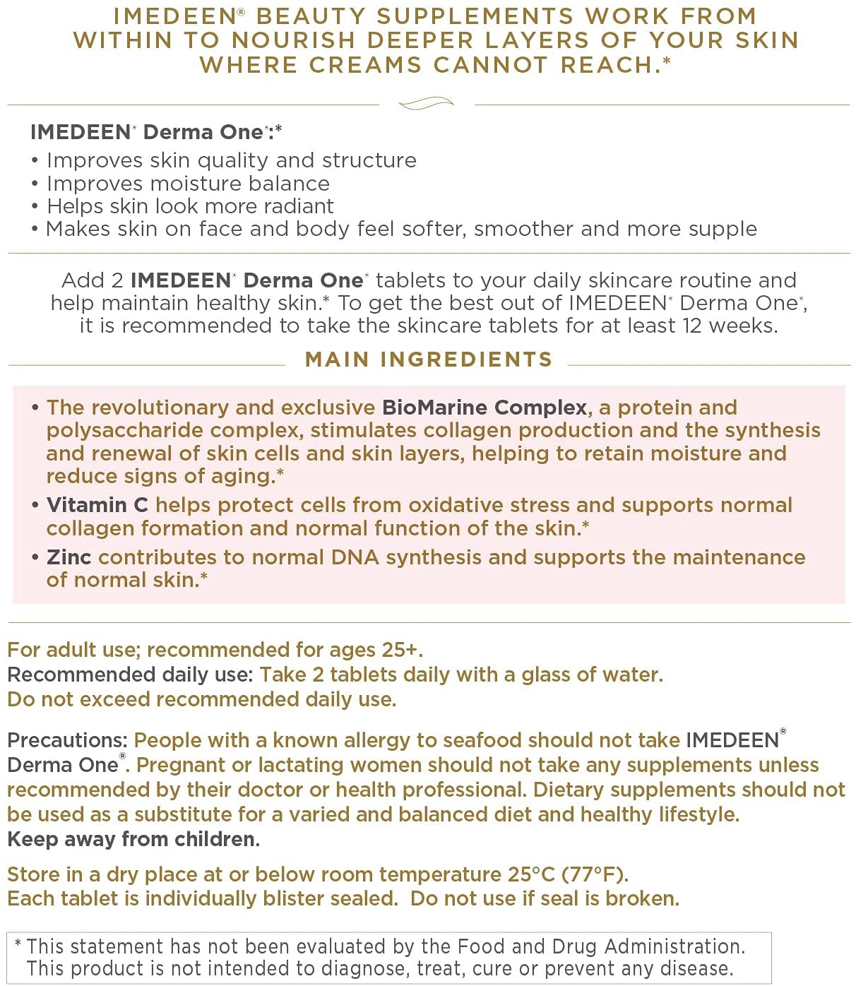 Imedeen Derma One, tabletas en mano, práctica dosis diaria para el cuidado cutáneo.