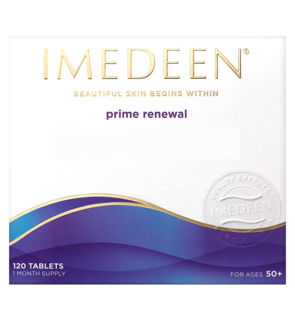 Botella de Imedeen Prime Renewal lista para un tratamiento de tres meses.
