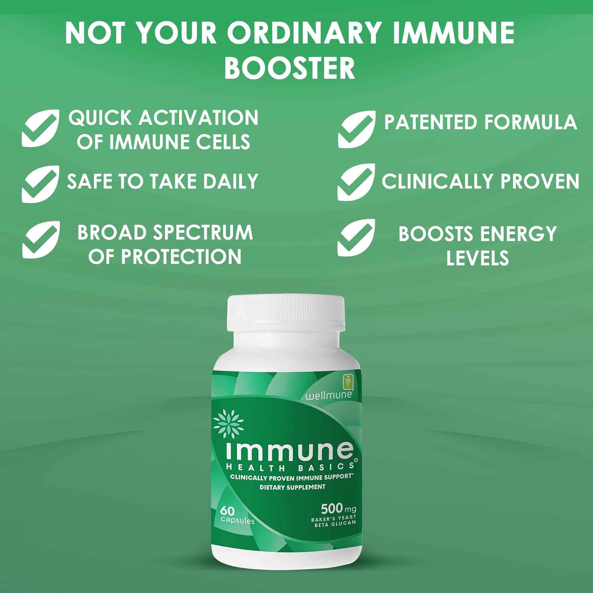 Frente de la caja de Immune Health Basics, diseño claro y profesional.