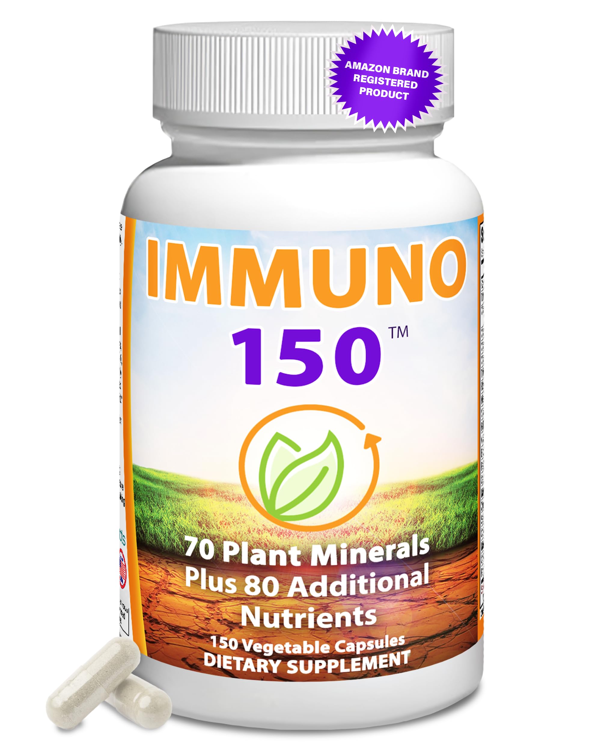 Immuno 150: botella de cápsulas para apoyo inmunológico diario.