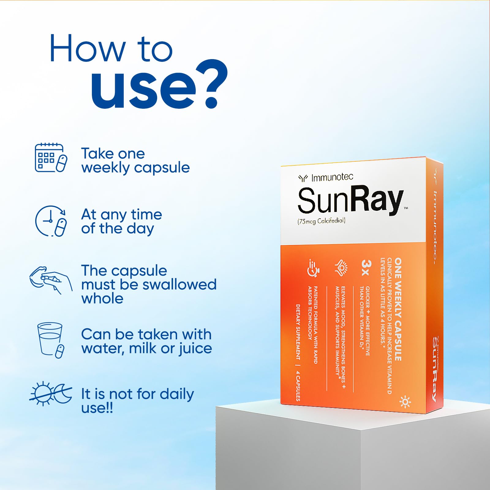 Sunray Immunotec etiqueta y empaque, diseño claro y legible
