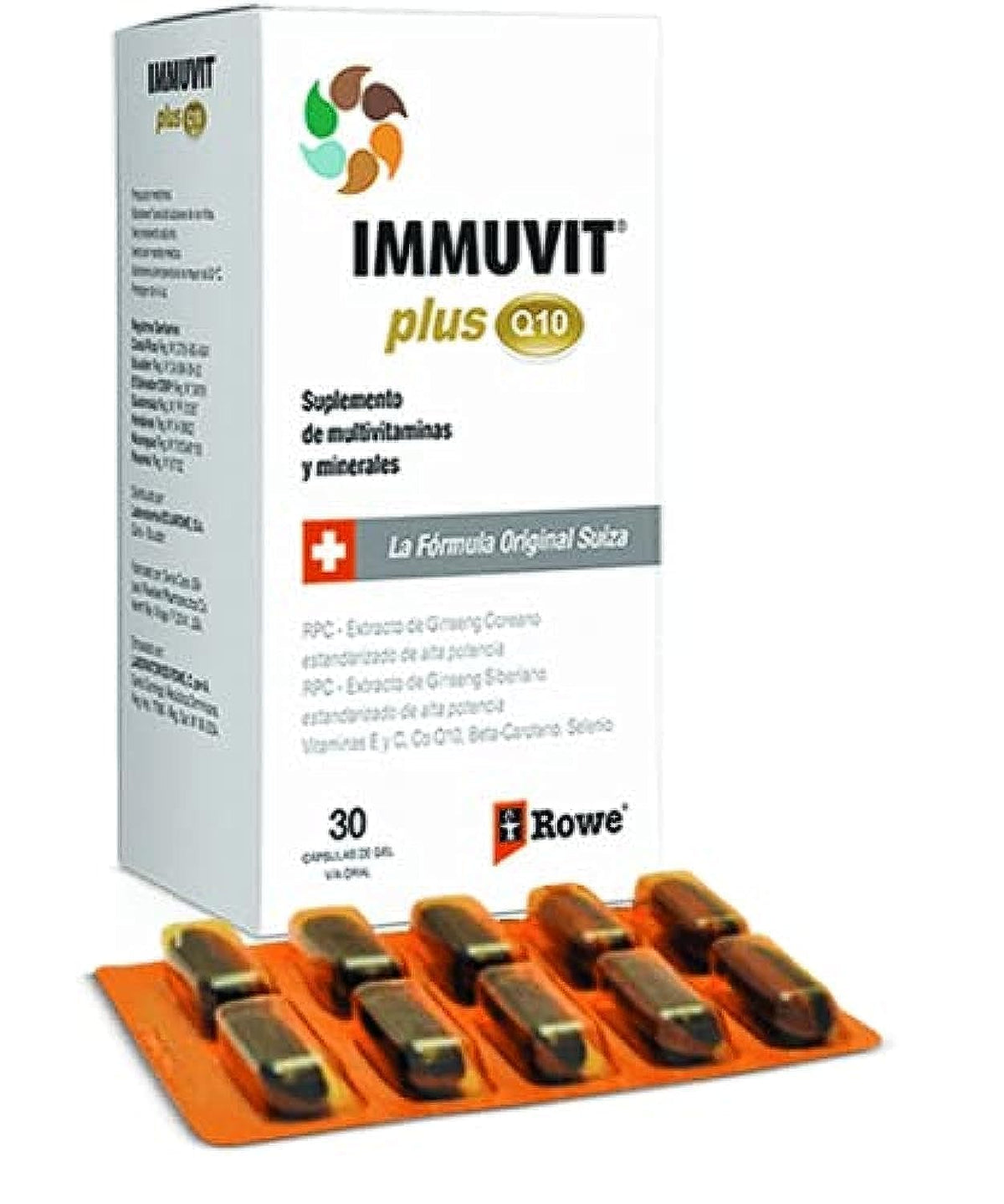 IMMUVIT-PLUS-Q10 capsula gel con ginseng coreano para energía sostenida y bienestar diario