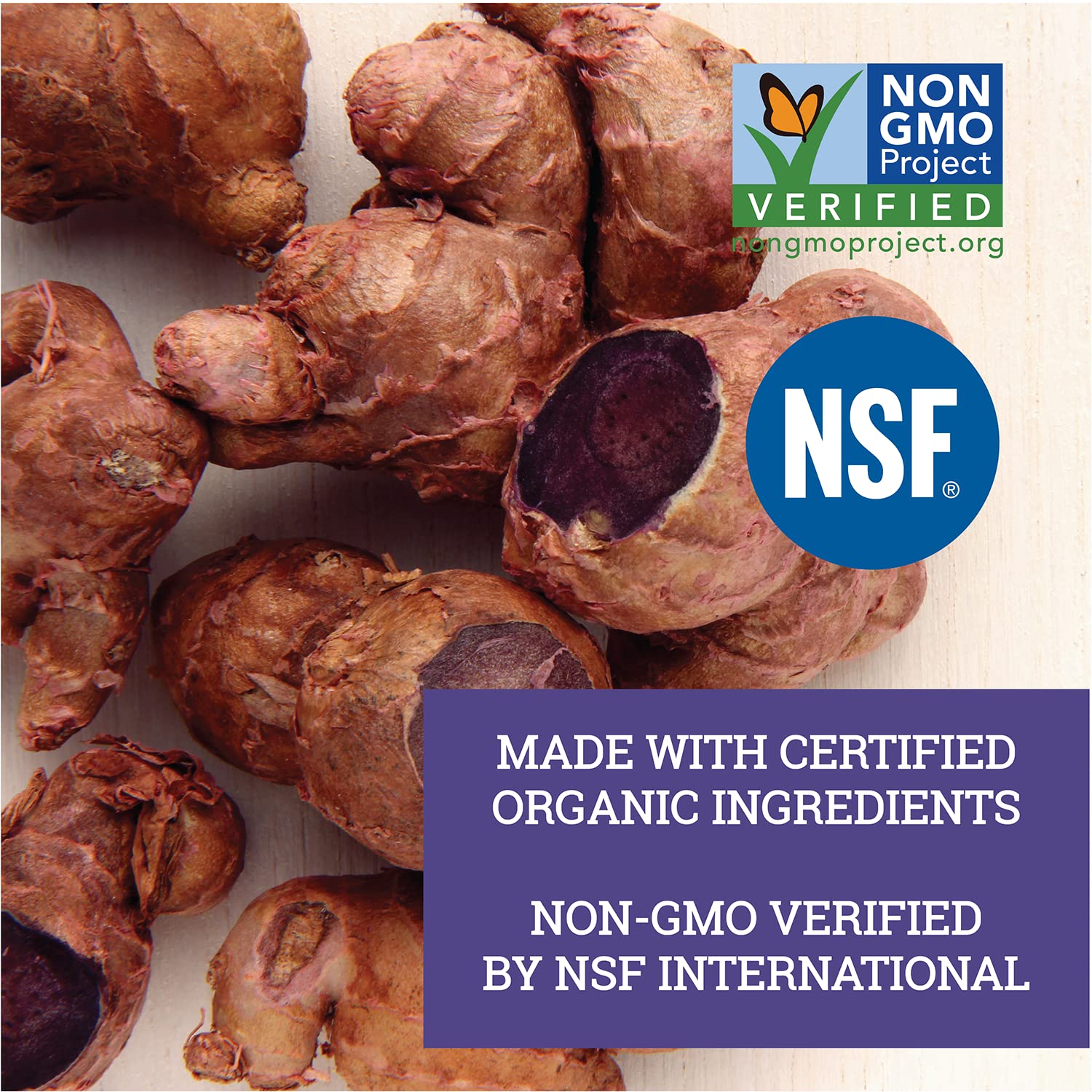 Incas Asiya Life etiqueta orgánica certificada, NSF, garantía de calidad