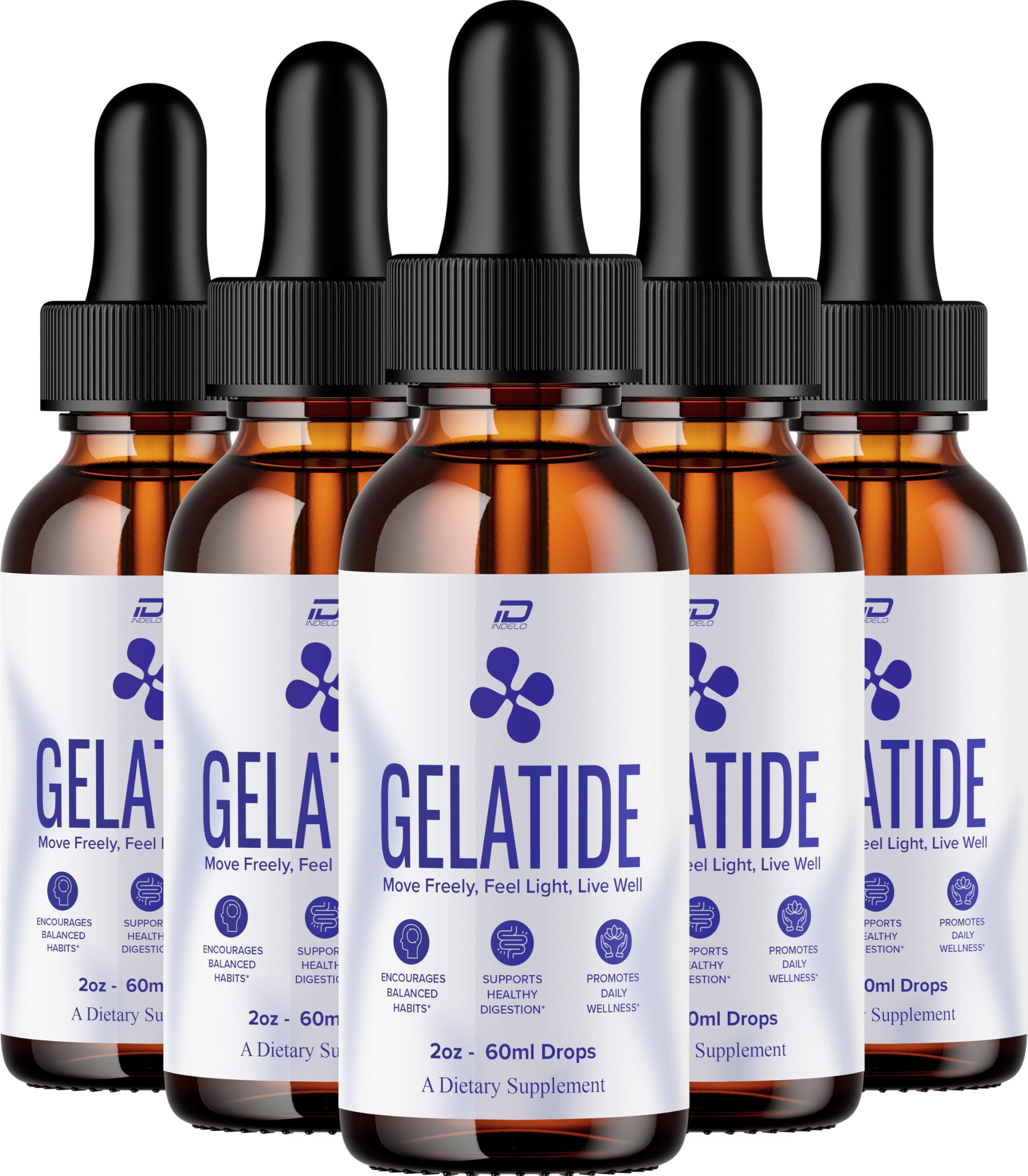 Indelo Gelatide Drops, bote compacto para uso diario y bienestar.
