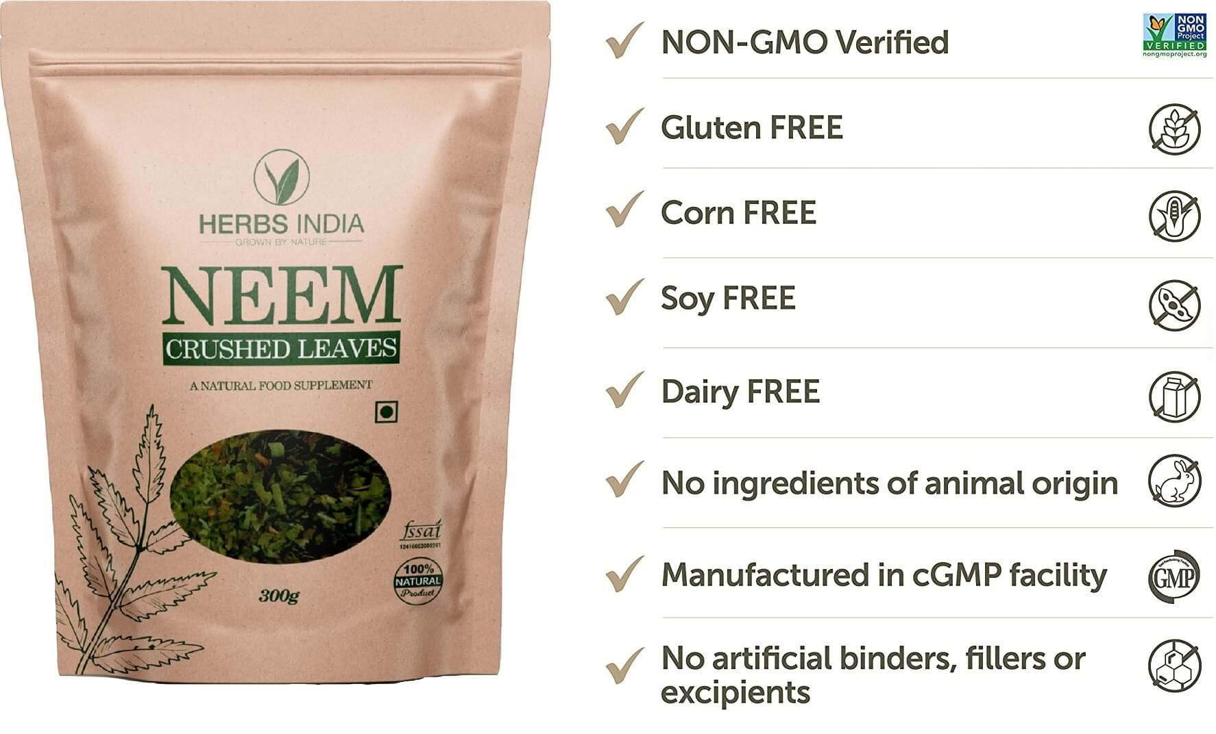 india herbs neem: aroma al abrir y hojas trituradas listas para infusiones.
