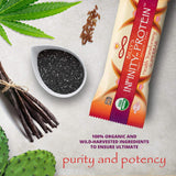 Barra Infinity Greens orgánica, ingredientes naturales y densidad nutricional.