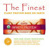 Barra Infinity Greens sin gluten, snack proteico vegetal.