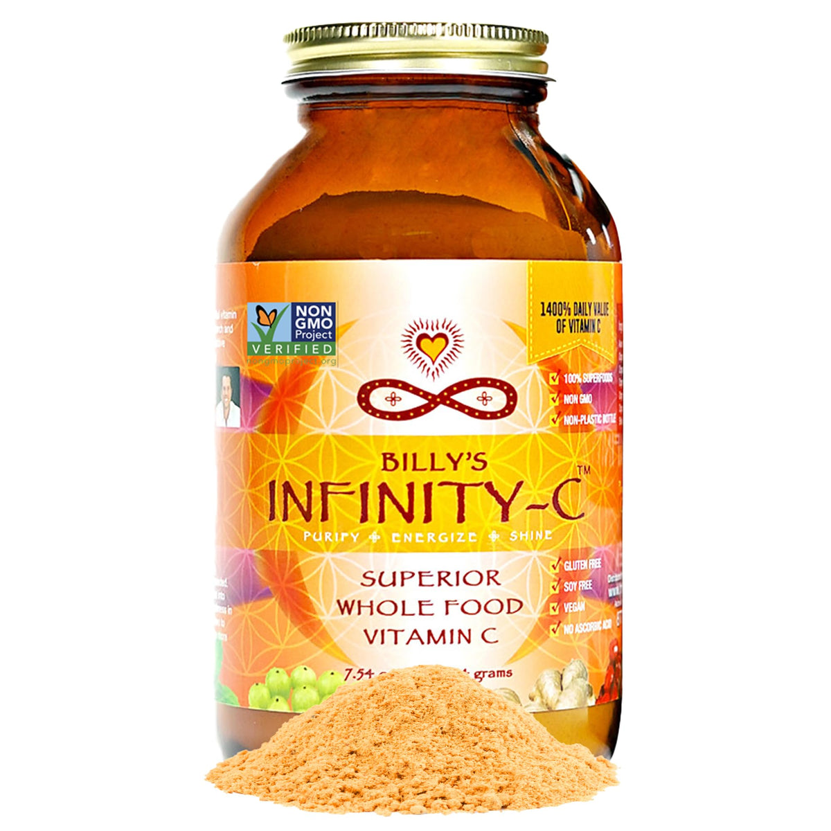 Infinity Greens Infinity-C botella-vertido: verter polvo para un impulso natural de vitamina C.