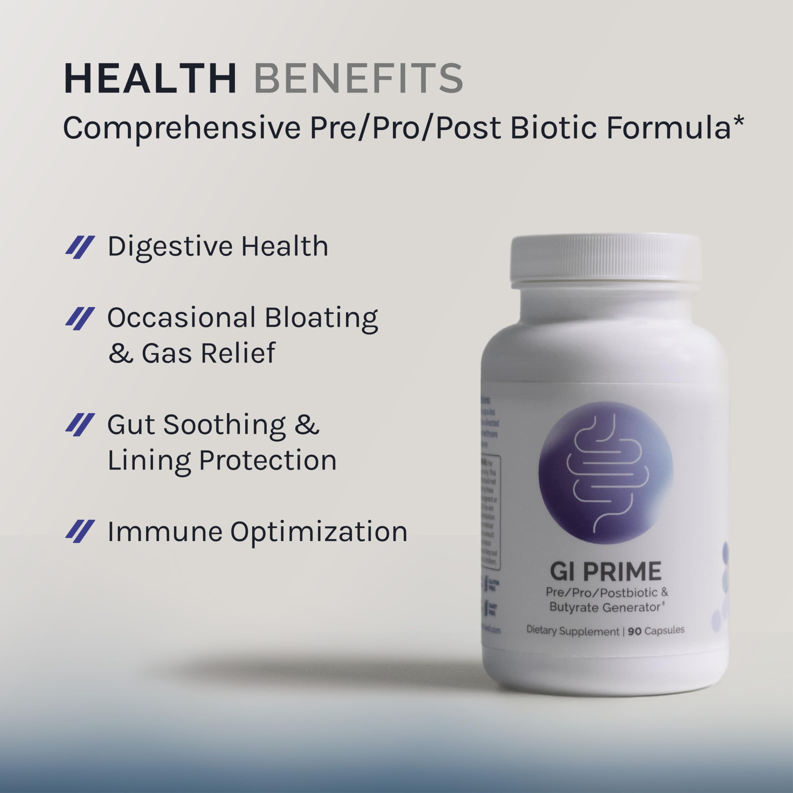 InfiniWell GI Prime, cápsulas en mano, apoyo para mantener equilibrio intestinal.