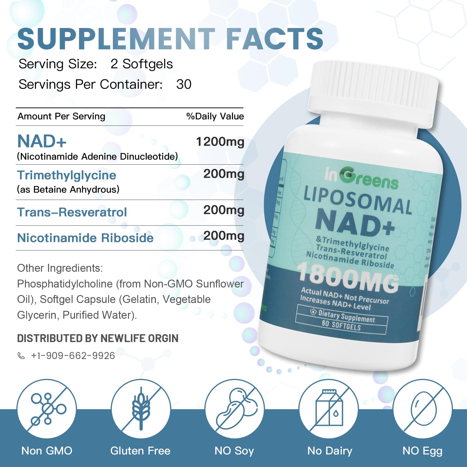 inGreens Liposomal NAD+ - cápsulas, pueden favorecer absorción y eficacia