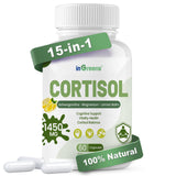 inGreens Suplemento cortisol, botella de cápsulas para equilibrio hormonal y bienestar