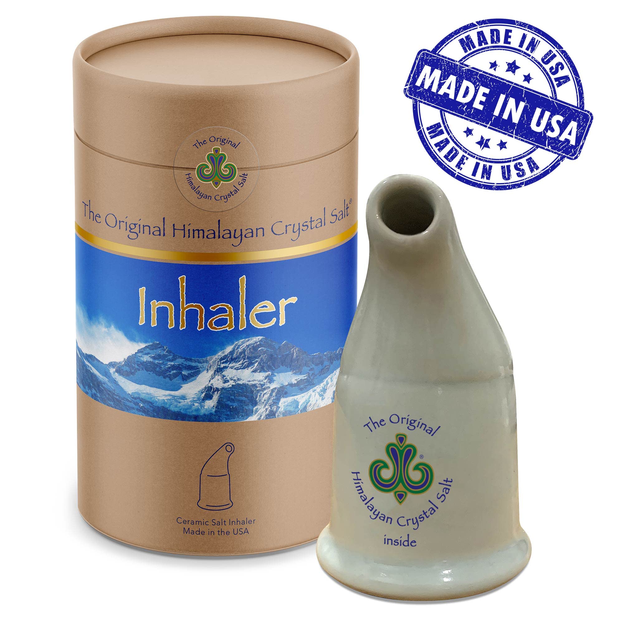Inhalador sal cristal del Himalaya original, diseño ergonómico para agarre cómodo.