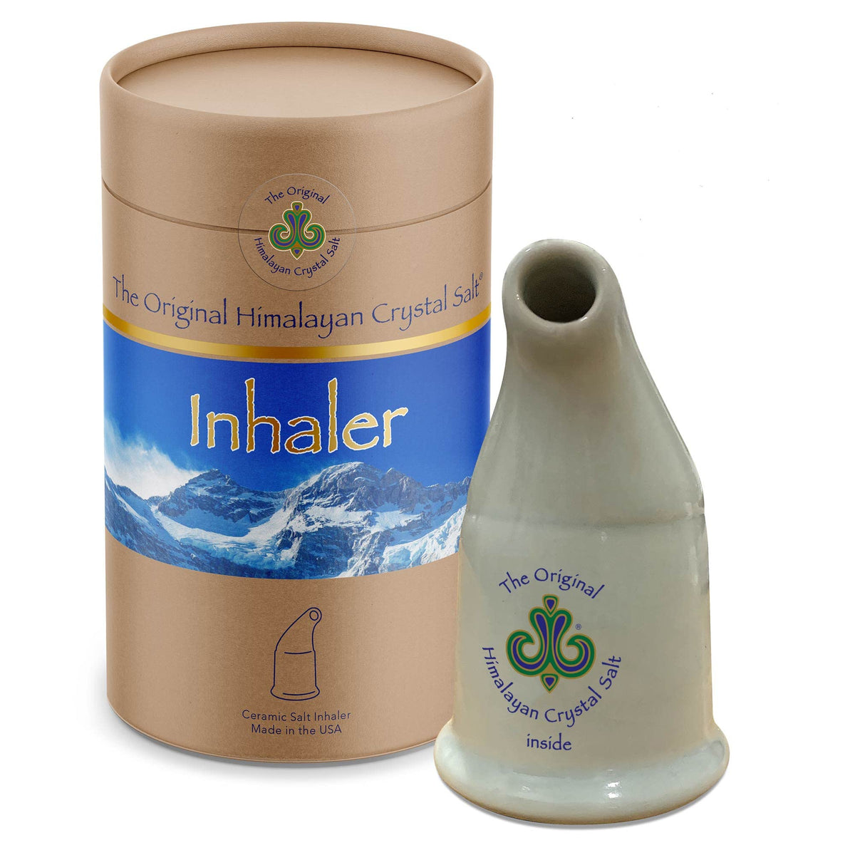 Inhalador sal cristal del Himalaya original, presentación compacta para uso diario.