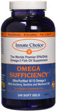 Innate Choice Omega Sufficiency Lemon botella de cápsulas, sabor a limón, ideal para uso diario.