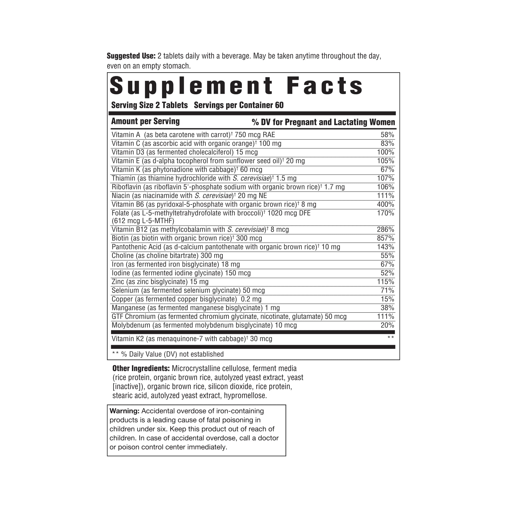 Innate Response Formulas Baby & Me Multivitamin: frasco para toma diaria