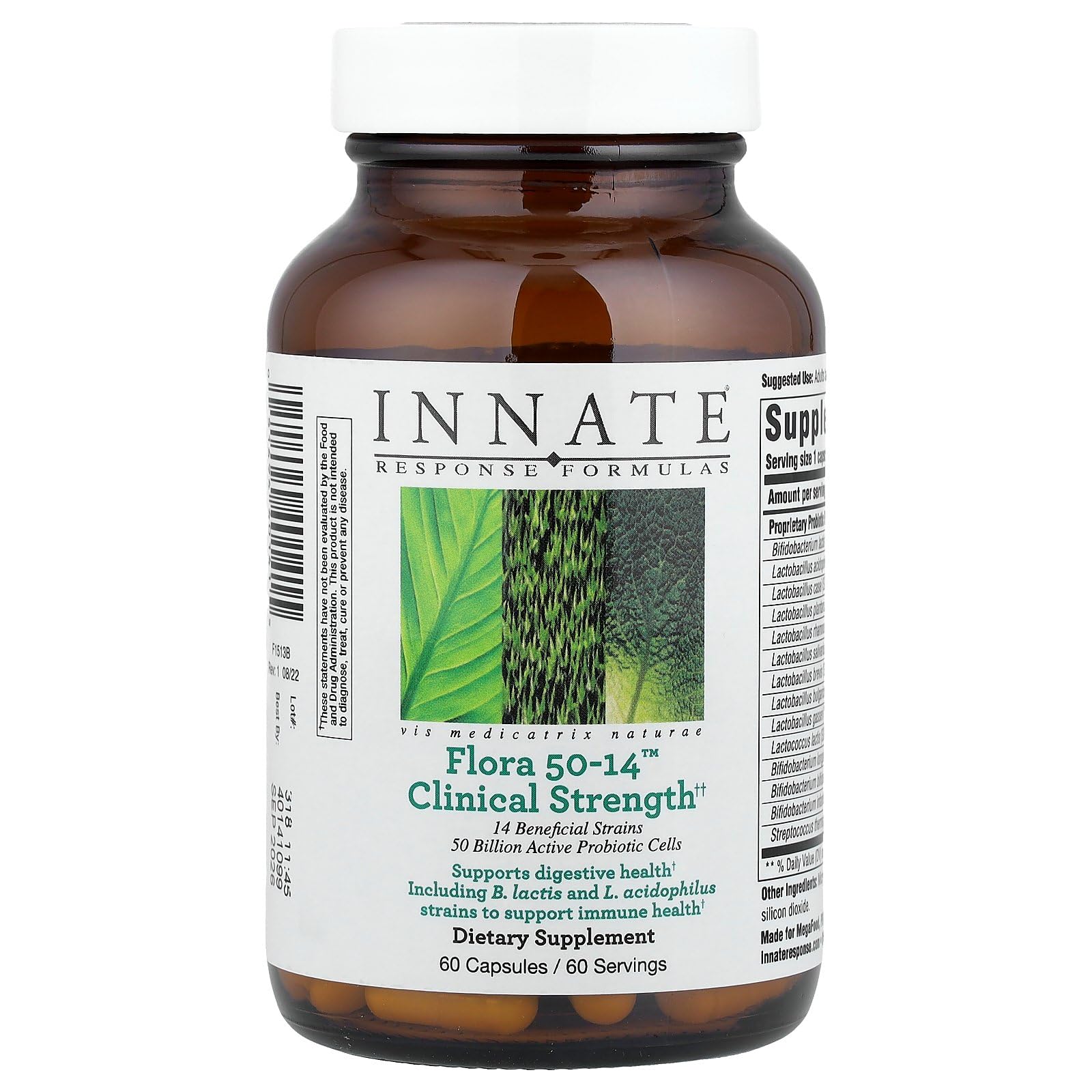Botella de Innate Response Formulas Flora 50-14, apoyo digestivo diario.