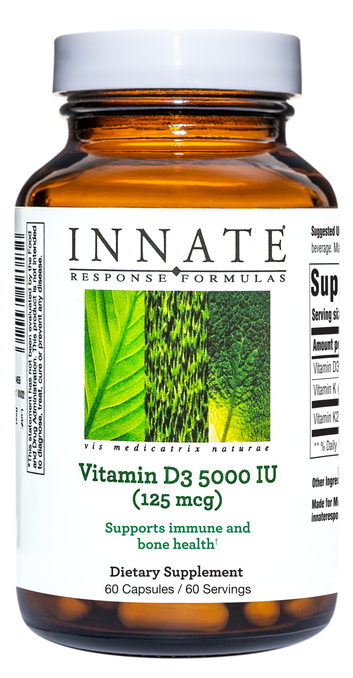 Cápsulas de Innate Response Formulas 5000 UI de vitamina D3 para apoyo a la salud ósea