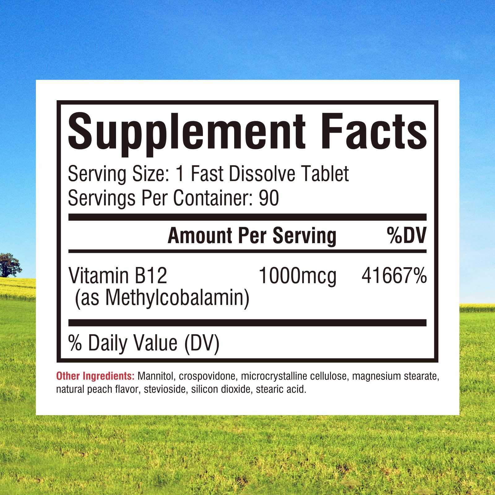 Tabletas sublinguales Innate Vitality B12 con disolución rápida y sabor melocotón
