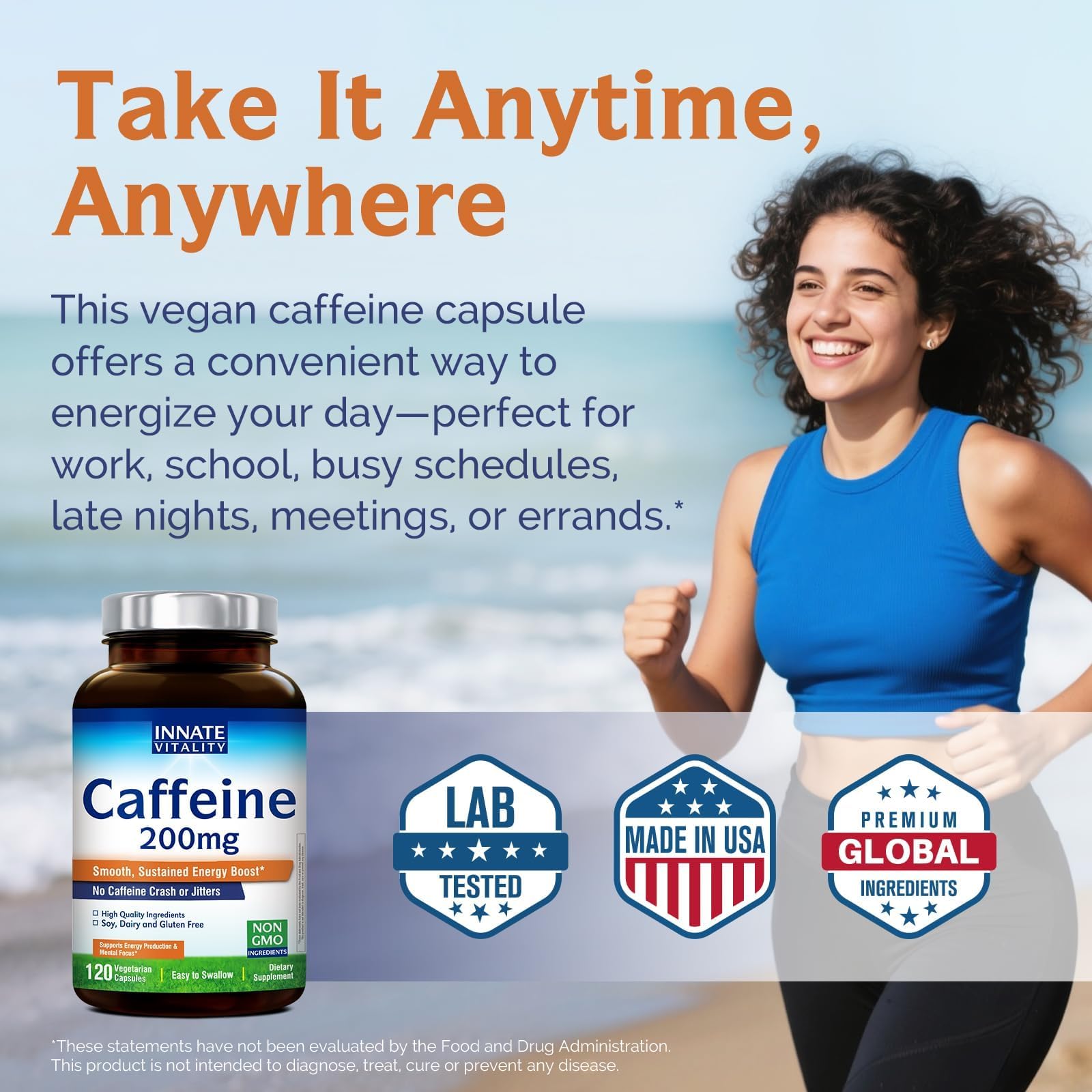 Concentración mejorada gracias a Innate Vitality Caféina para estudio y trabajo.