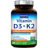 Innate Vitality D3 K2, botella en vista de producto, apoyo óseo y dental