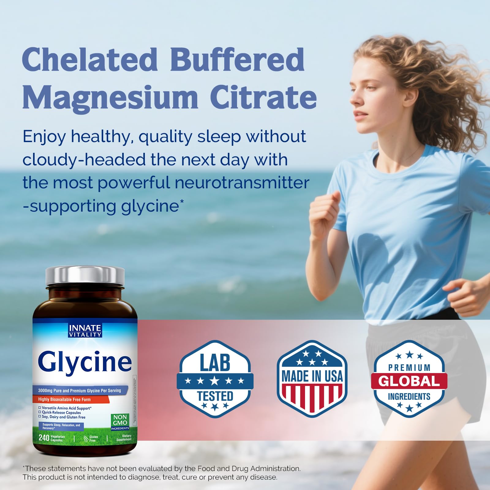 Caja externa de Innate Vitality Glicina, empaque vegetariano