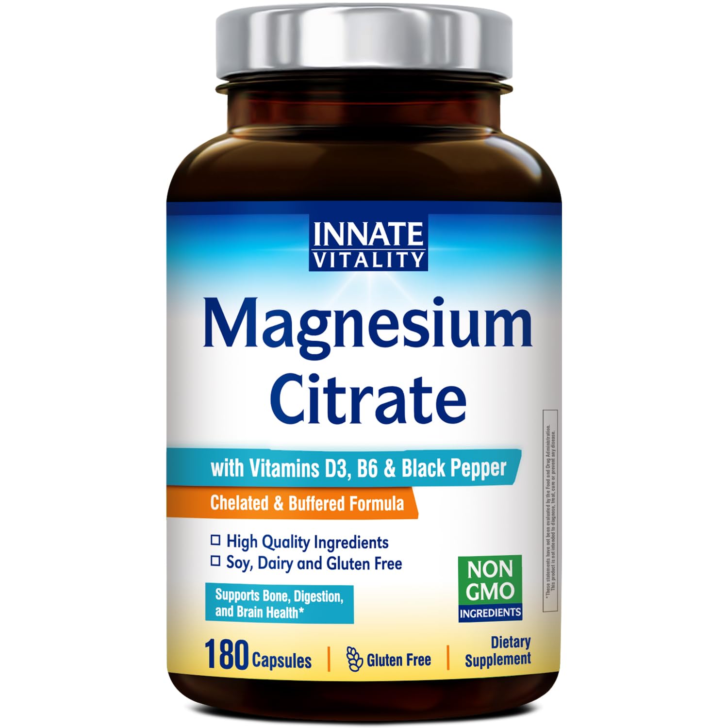 Innate Vitality Magnesio Citrato en cápsulas para apoyo a la relajación y función nerviosa.