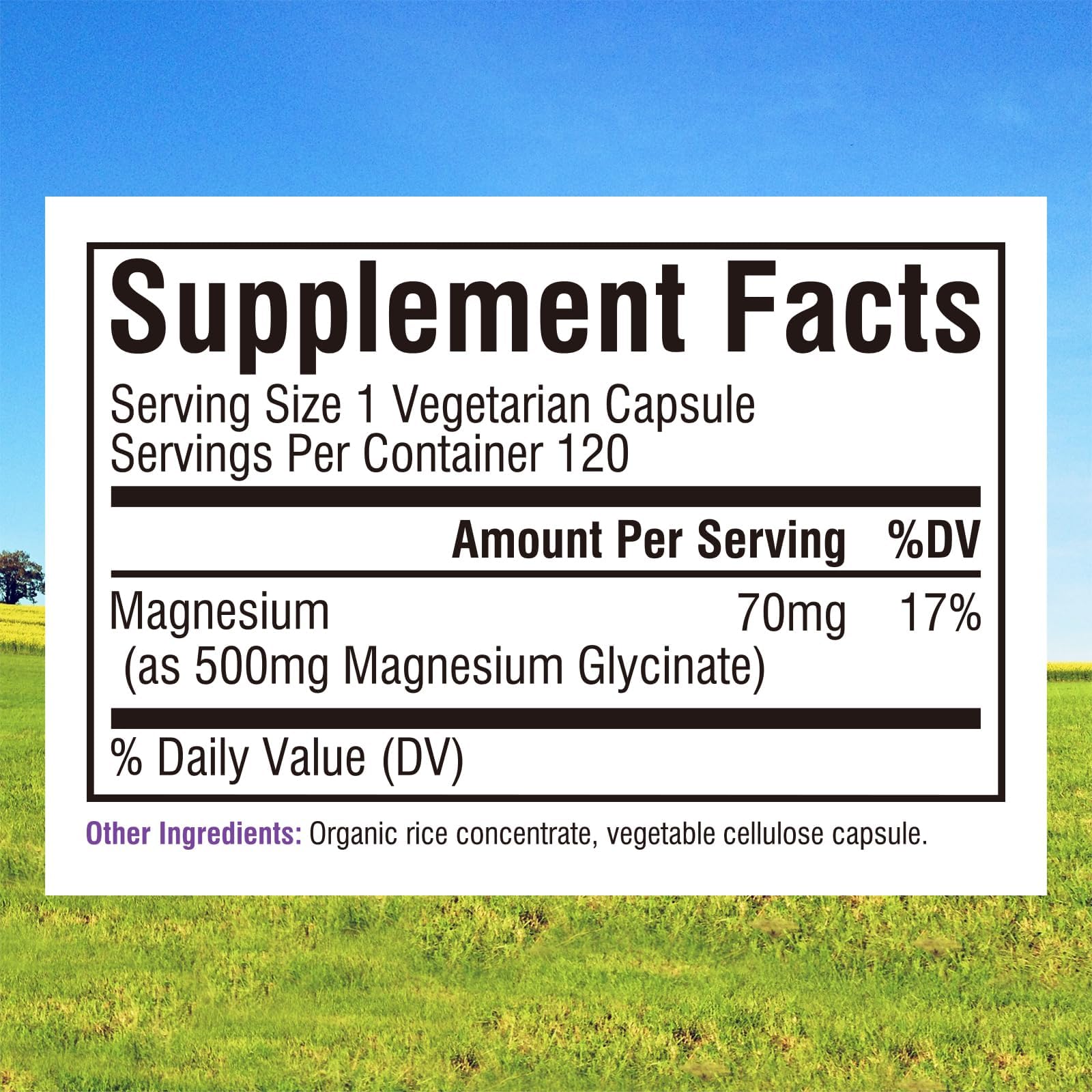 Innate Vitality Magnesio Glicinato 70mg elemental con mayor absorción por cápsula.
