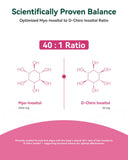 Guía de dosis diaria Inner Brightness Inositol 40:1 para incorporar la rutina.