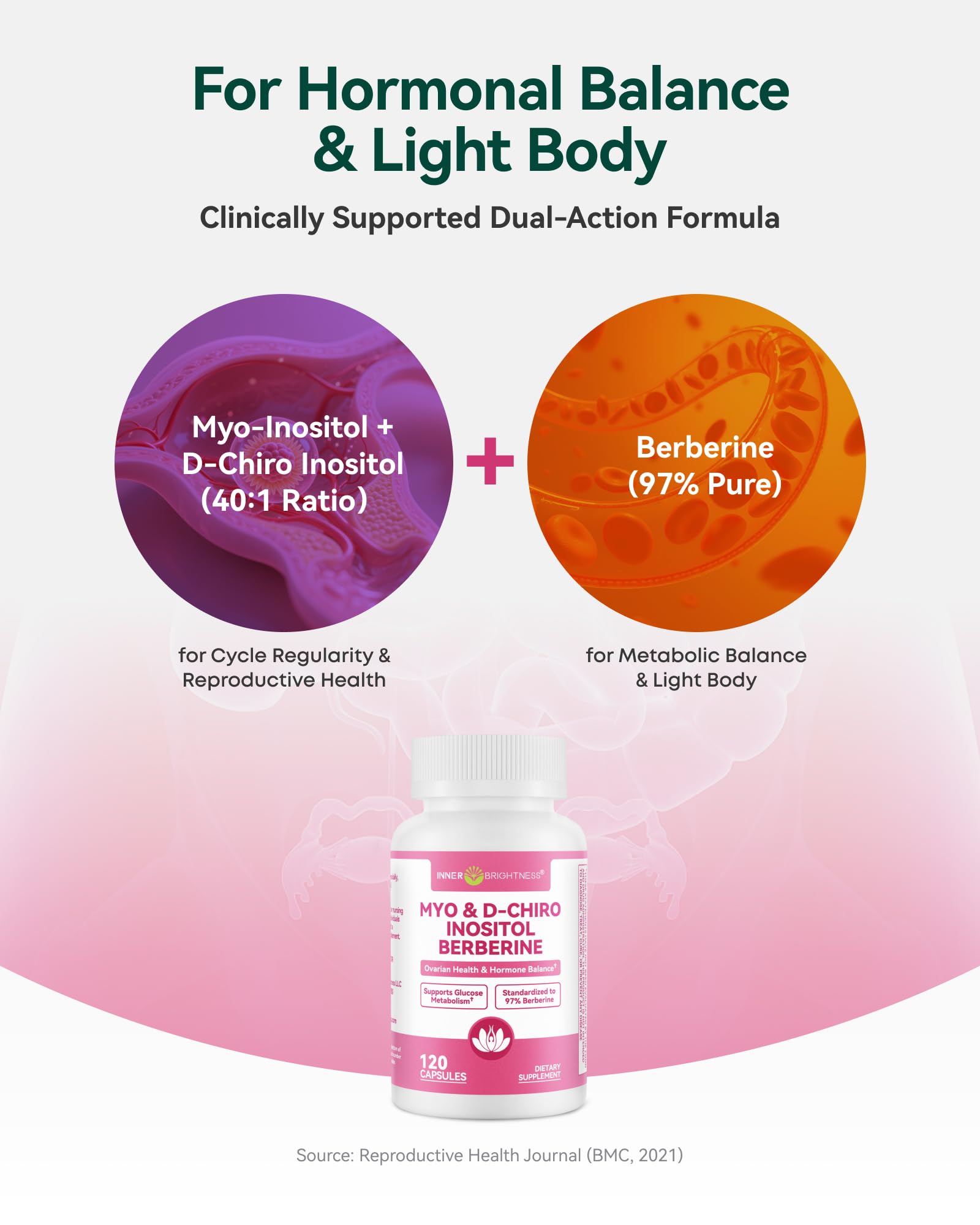 Etiqueta del producto Inner Brightness Inositol 40:1 con información clara.