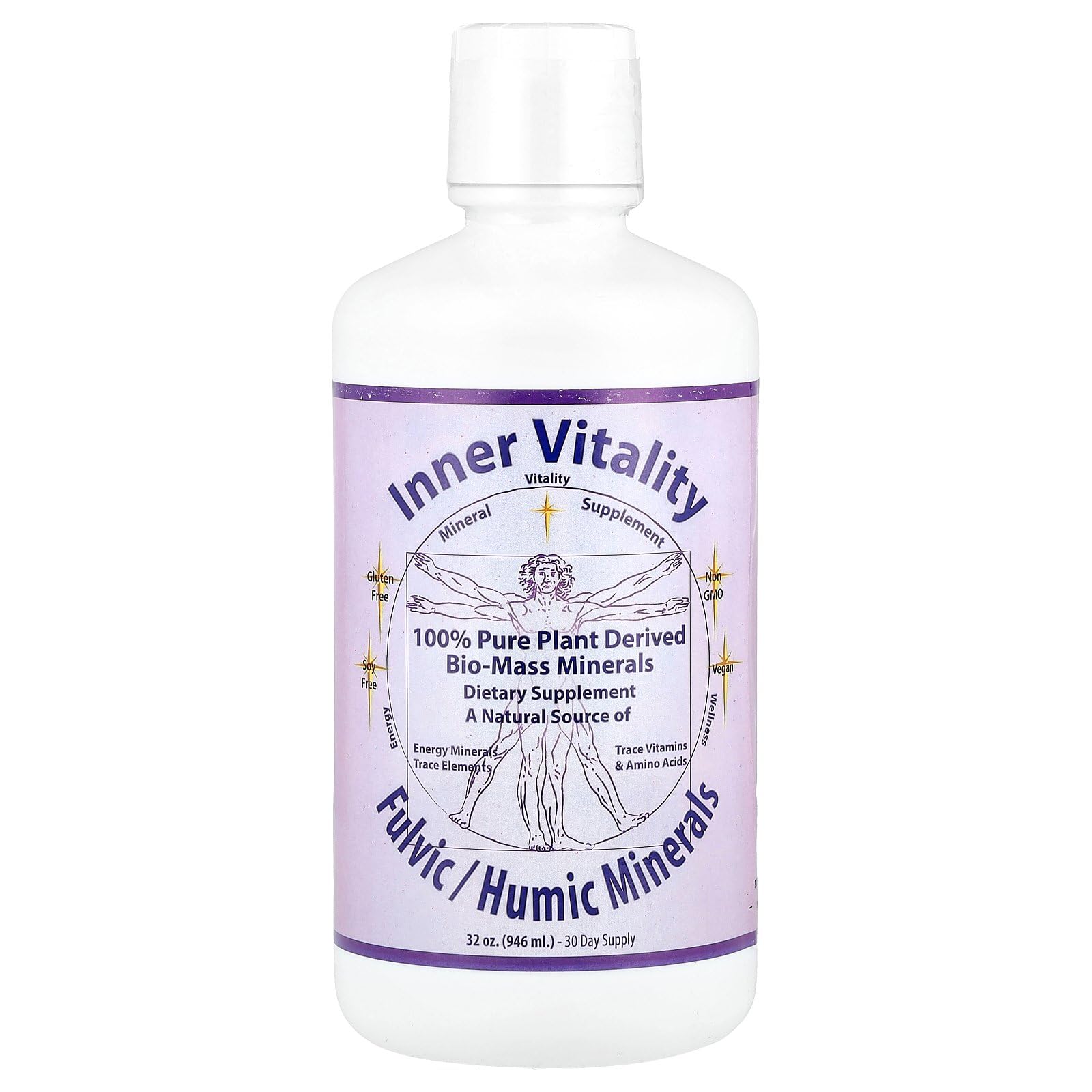 Inner Vitality Morningstar Minerals, botella vertiendo, apoyo a la vitalidad diaria