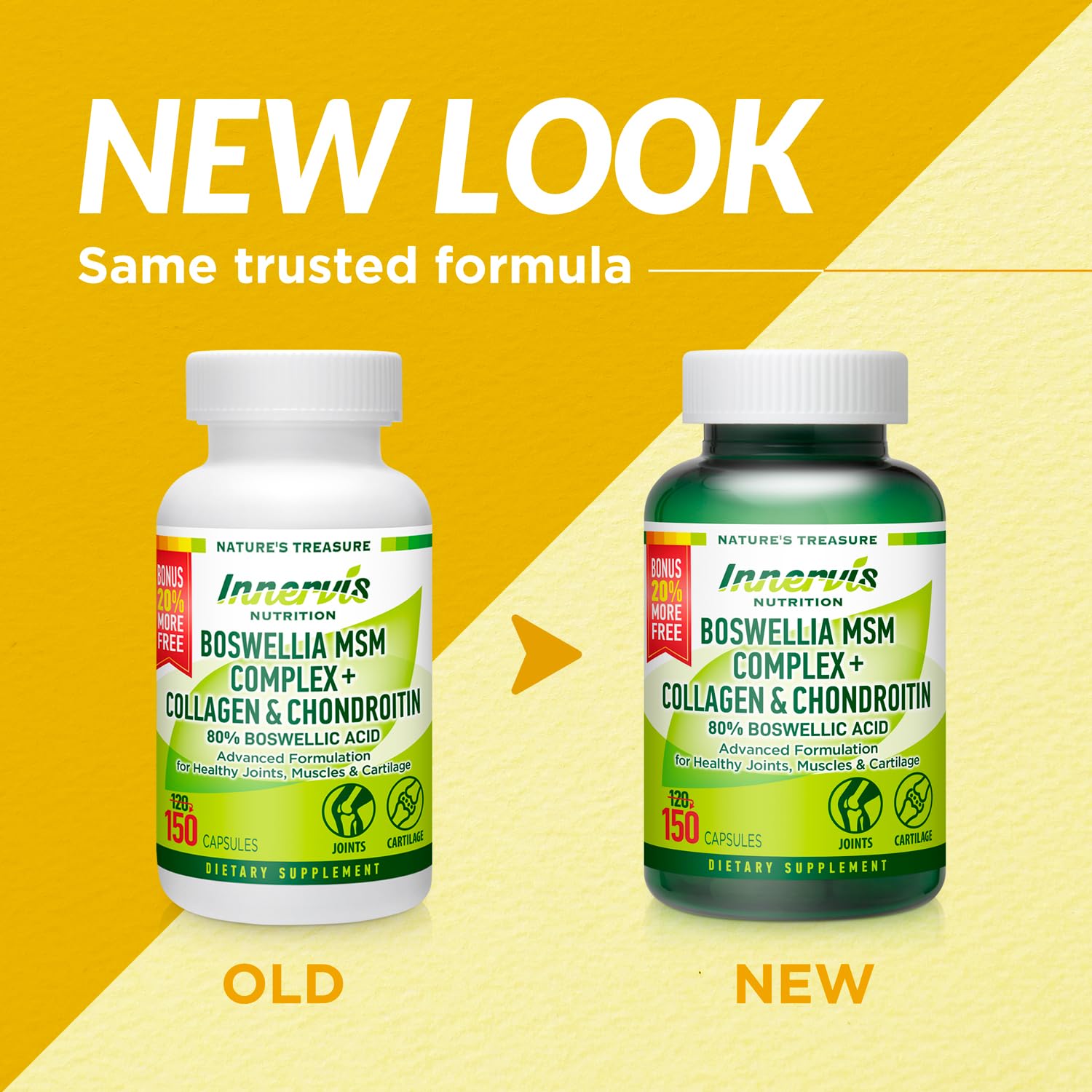 INNERVISNUTRITION Boswellia MSM Complex presentacion del producto, pensado para uso sostenido.