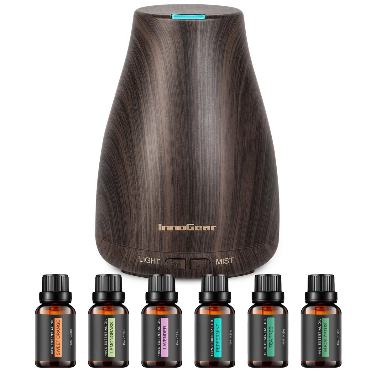 InnoGear difusor con aceites esenciales 100 ml, crea ambiente relajante en cualquier habitación.