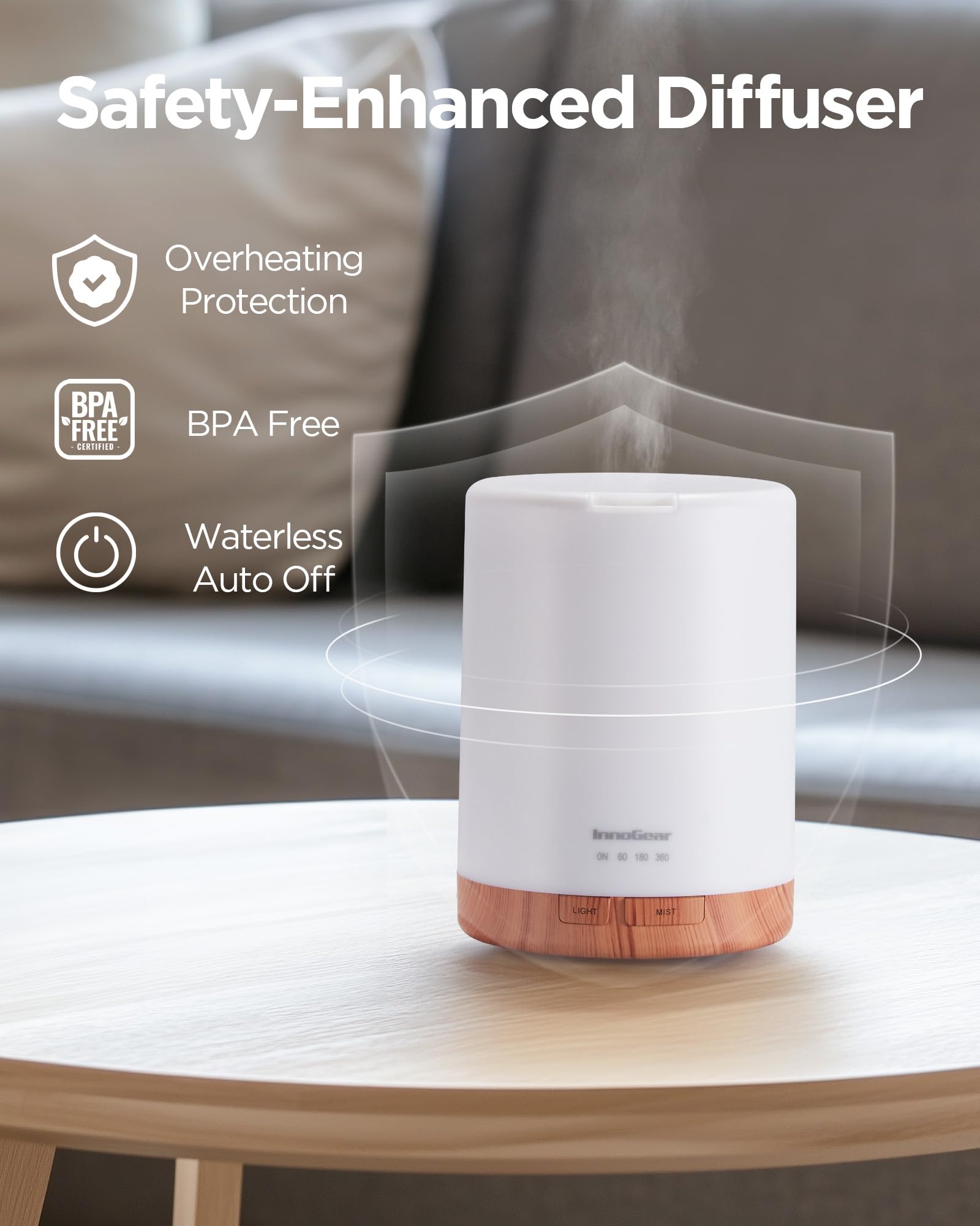 Difusor InnoGear con capacidad de 300 ml para largas sesiones