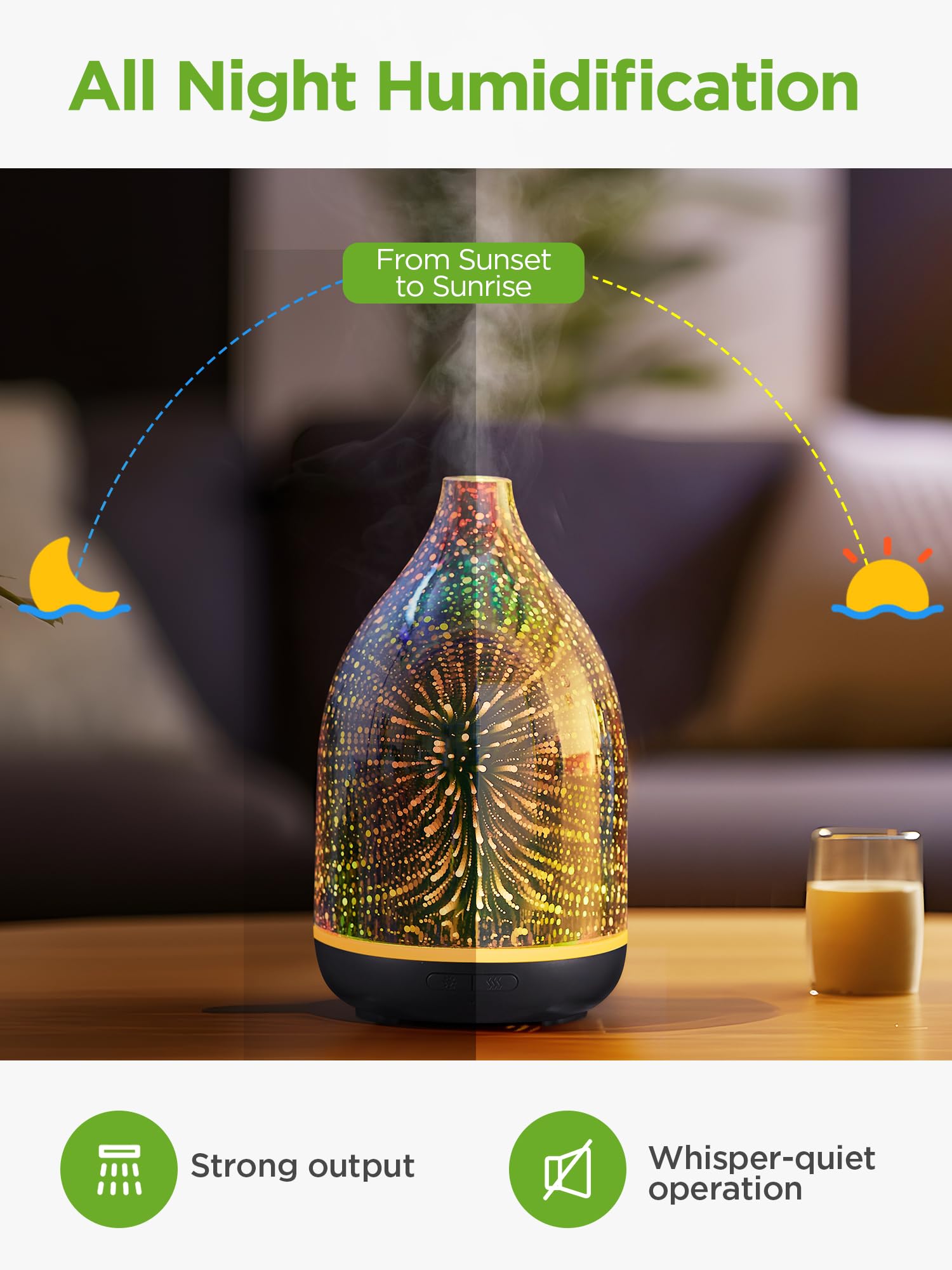 InnoGear difusor silencioso, perfecto para trabajo o descanso.