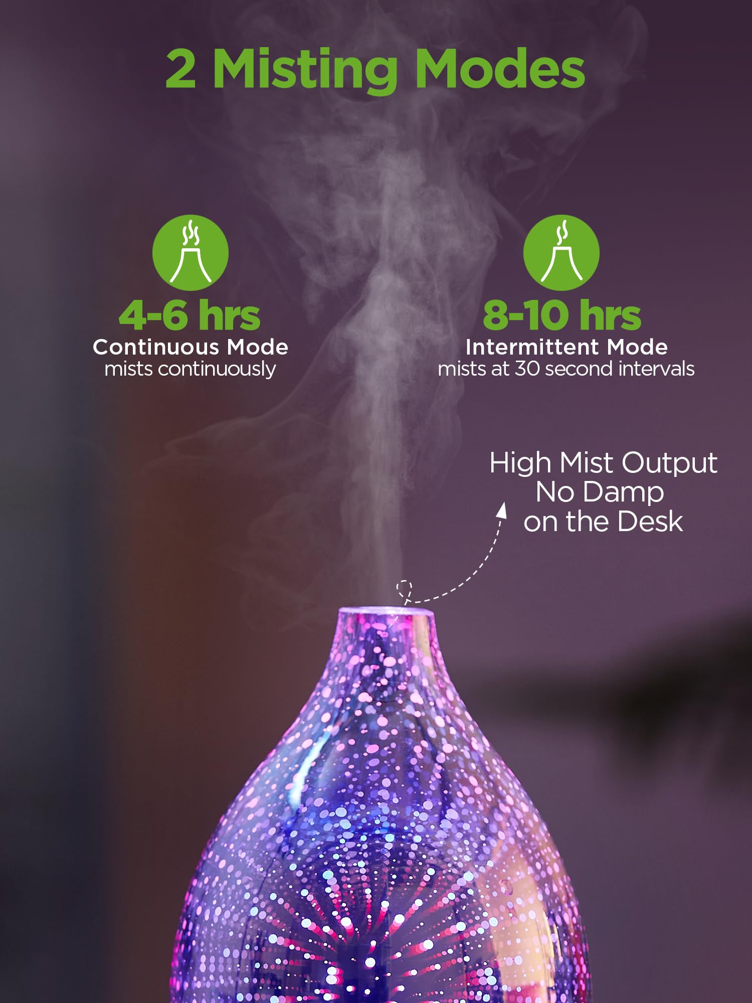 InnoGear difusor niebla ascendente iluminado, ideal para espacios tranquilos.
